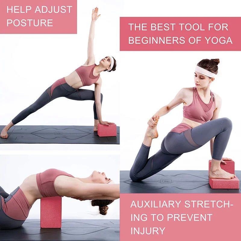 Yoga Building Blocks Pilates Bricks Exercise (Pink)