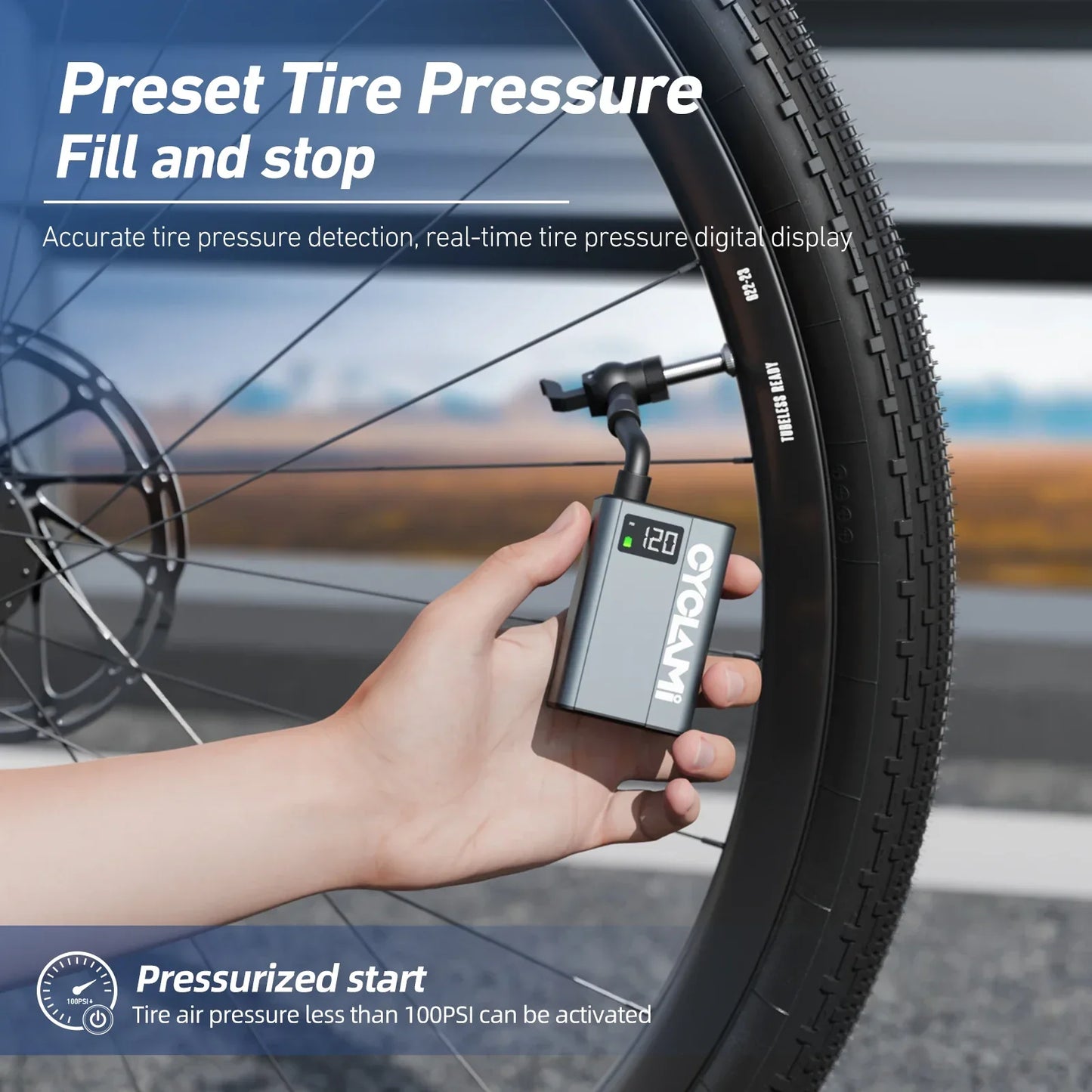 Ultralight Electric Tire Inflator 120 PSI Portable Pocket Pump Grey