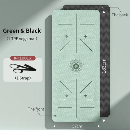 Tapis de yoga TPE 6 mm avec sangle – Vert